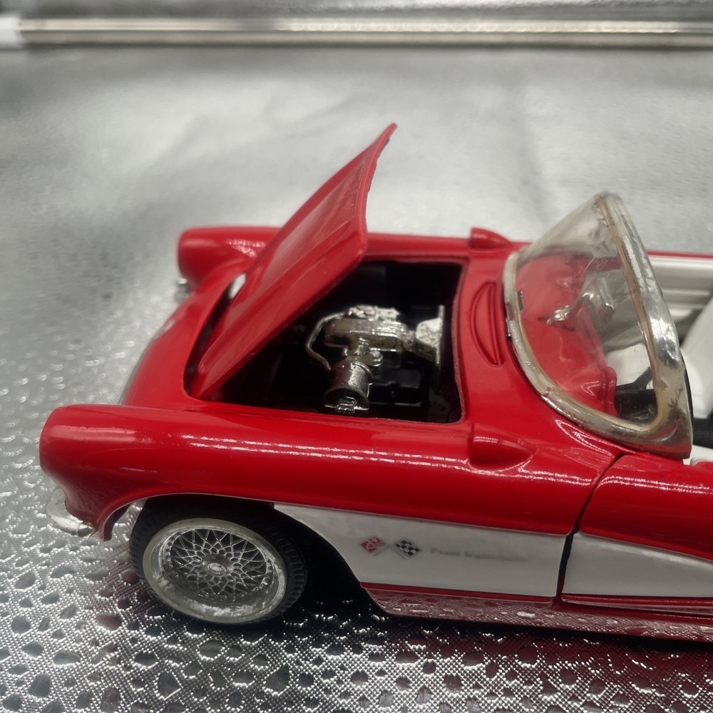 Vintage 1957 Red Corvette Convertible Fuel Injection Diecast Metal Toy Car - Picture 5 of 16